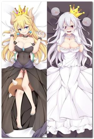 Bowsette and Booette anime dakimakura body pillow for Super Mario fans