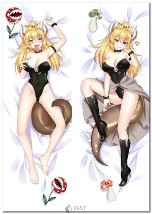 Bowsette anime character from Super Mario, dakimakura body pillow design