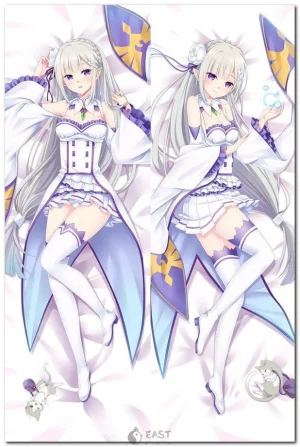 Emilia from Re:Zero dakimakura body pillow cover for anime fans