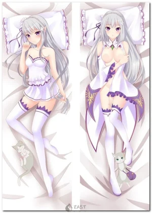 Emilia from Re:Zero dakimakura body pillow cover for anime fans