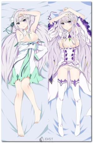 Emilia from Re:Zero dakimakura anime body pillow cover