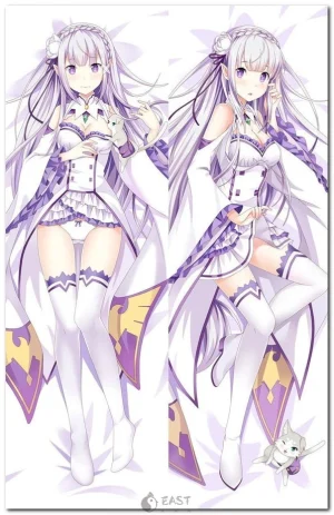 Emilia from Re:Zero dakimakura anime body pillow cover