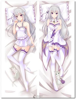 Emilia from Re:Zero dakimakura anime body pillow cover