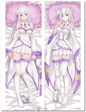 Emilia from Re:Zero dakimakura anime body pillow cover