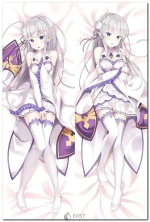 Emilia from Re:Zero dakimakura anime body pillow cover