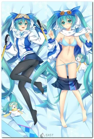 Hatsune Miku snow-themed dakimakura body pillow for anime fans