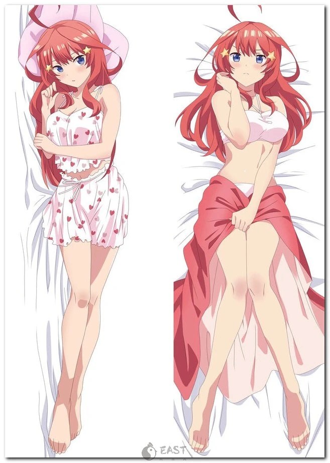Premium Itsuki Nakano dakimakura (body pillow) cover from The Quintessential Quintuplets anime, part of Eastana's AI Voice Dakimakura line. Ideal for fans and collectors. Itsuki Nakano dakimakura pillow cover from The Quintessential Quintuplets anime