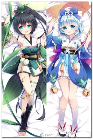 Kagura from Onmyoji anime on a dakimakura body pillow