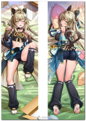 Kirara from Genshin Impact on anime body pillow dakimakura