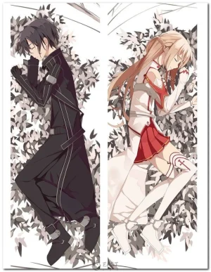 Kirito and Asuna from Sword Art Online on anime body pillow (dakimakura)