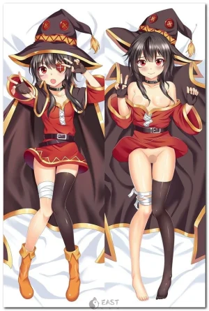 Megumin from KonoSuba anime on a dakimakura body pillow