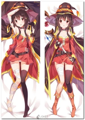 Megumin from KonoSuba anime on a dakimakura body pillow