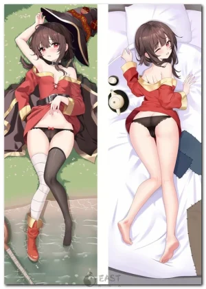 Megumin from KonoSuba anime on a dakimakura body pillow
