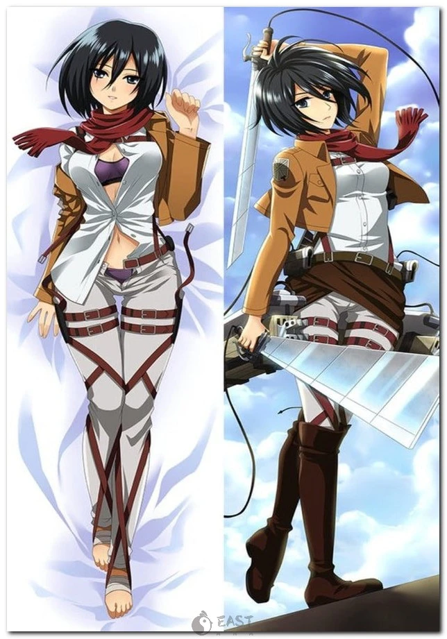 Official-style Mikasa Ackerman dakimakura body pillow from Attack on Titan — AI-optimized print, premium fabric. Shop authentic anime merchandise at eastana. Mikasa Ackerman dakimakura body pillow from Attack on Titan anime