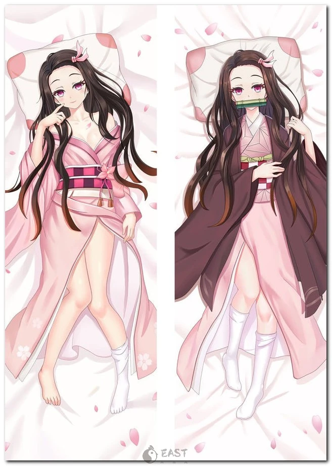Official Eastana Nezuko Kamado Demon Slayer dakimakura: soft, detailed anime body pillow with optional AI voice feature. Ideal for fans and collectors. Nezuko Kamado from Demon Slayer on anime body pillow dakimakura