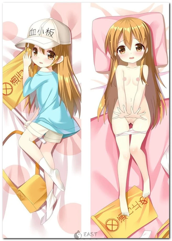High-resolution anime-style platelet cells illustration optimized for Eastana's AI voice Dakimakura body pillows—blending biomedical themes with kawaii aesthetics. Anime-style platelet cells illustration for Dakimakura body pillow