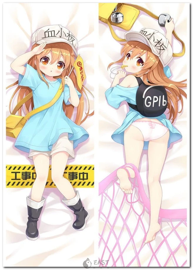 High-resolution anime-style platelet cells illustration optimized for Dakimakura body pillows and AI voice integration, exclusively from Eastana. Anime-style platelet cells illustration for Dakimakura body pillow