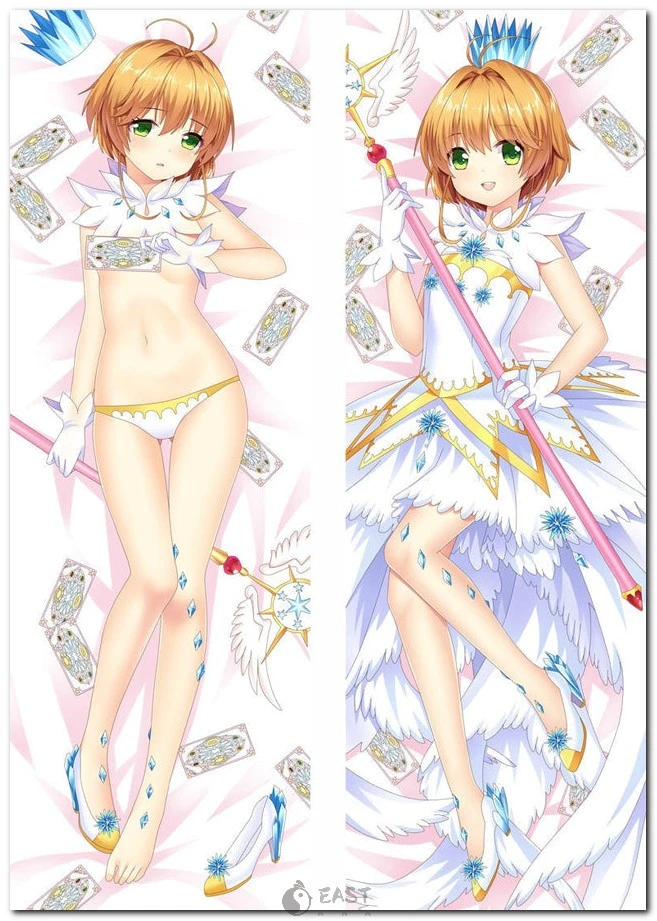 High-quality Sakura Kinomoto dakimakura from Cardcaptor Sakura, featuring AI voice functionality. Official licensed anime body pillow by eastana. Sakura Kinomoto from Cardcaptor Sakura on anime body pillow (dakimakura)