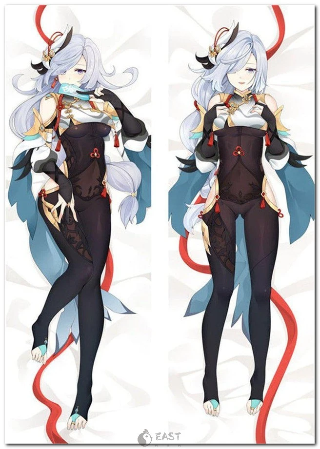 Premium Shenhe Genshin Impact dakimakura cover by Eastana. Ideal for anime fans seeking AI voice-compatible or standard body pillows. WebP format, optimized for clarity and detail. Shenhe from Genshin Impact on anime body pillow (dakimakura) cover