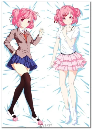 Natsuki from Doki Doki Literature Club on anime body pillow (dakimakura)