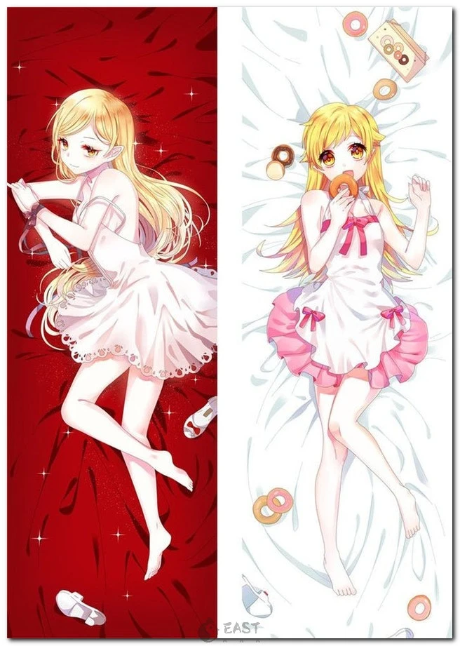 Premium Shinobu Oshino Bakemonogatari dakimakura pillow cover by Eastana. Ideal for anime collectors, AI voice integration support, and Bakemonogatari-themed decor. Shinobu Oshino from Bakemonogatari anime on body pillow cover