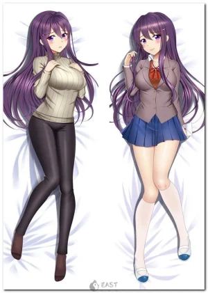 Yuri from Doki Doki Literature Club on anime body pillow (dakimakura)